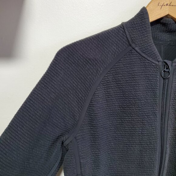 LULULEMON On Repeat Bomber Jacket Coat Ribbed Stretch Cotton Blend Black Women 6 - Picture 5 of 13